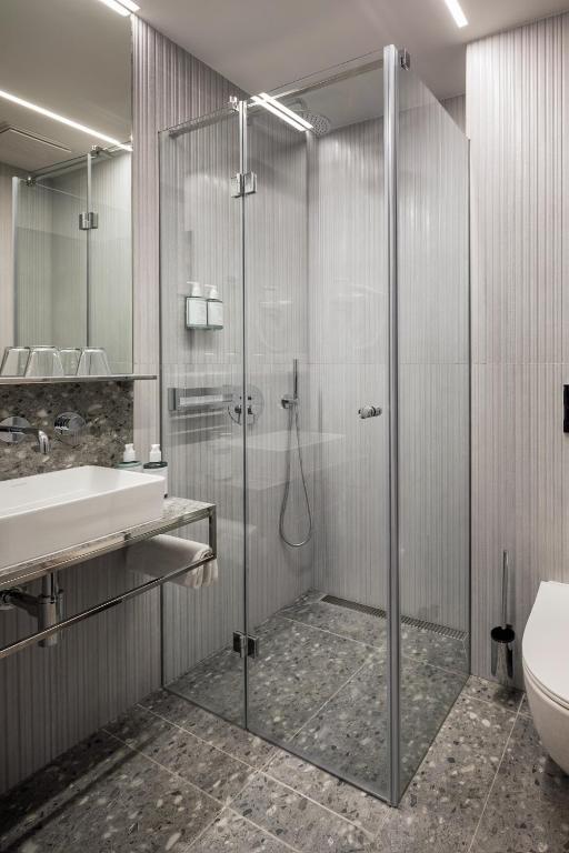 Koupelna v ubytování Hotel Aida