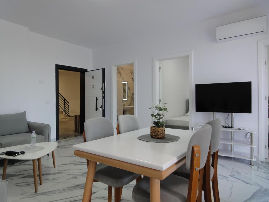 TV a/nebo společenská místnost v ubytování Niki Apartments Shen Gjin