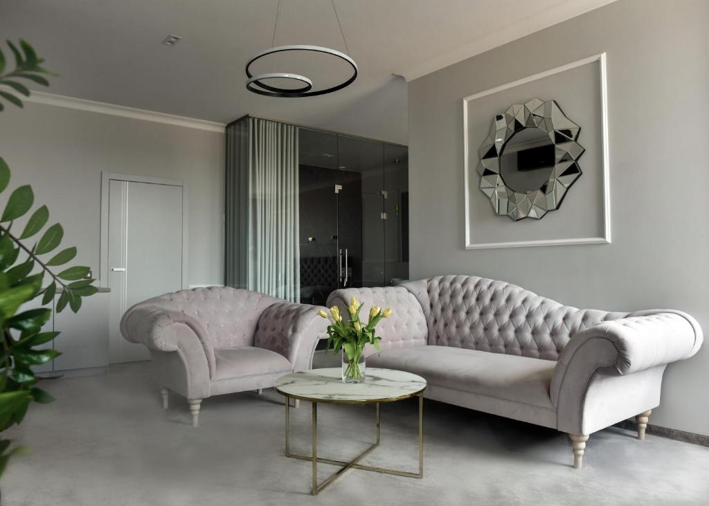 Posezení v ubytování Apartamenty Atmosfera Bytów
