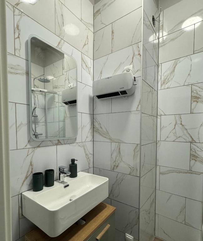 Koupelna v ubytování Apartments Oschatz