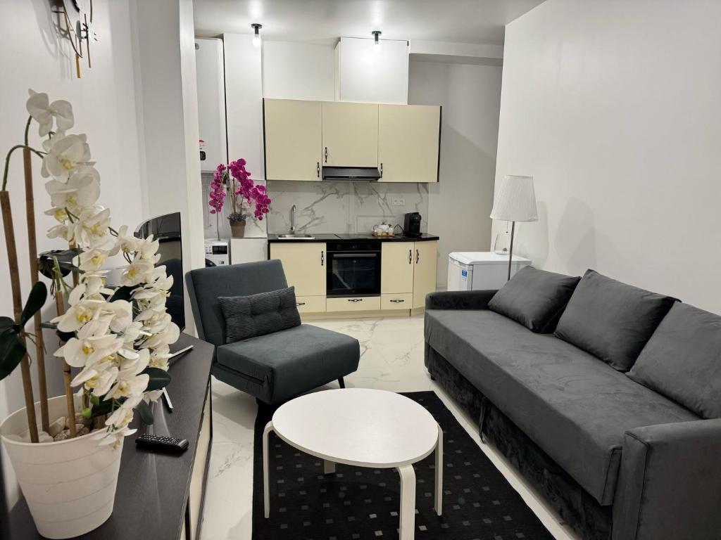 un salon avec un canapé et une table dans l'établissement Studio Di&No, à Nice