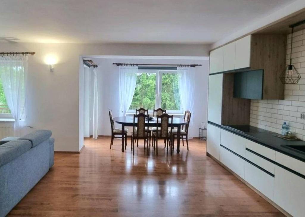 Kuchyňa alebo kuchynka v ubytovaní Apartament Riviera z widokiem na kanał Augustowski