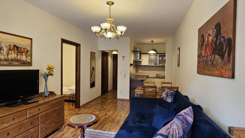 Televízia a/alebo spoločenská miestnosť v ubytovaní Apart4You Apartamenty Bulwary25