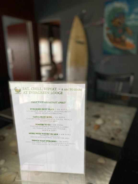 Certifikát, hodnocení, plakát nebo jiný dokument vystavený v ubytování Evergreen Lodge