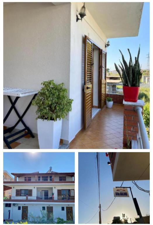a collage of two pictures of a house at Arlind's Apartaments in Vlorë