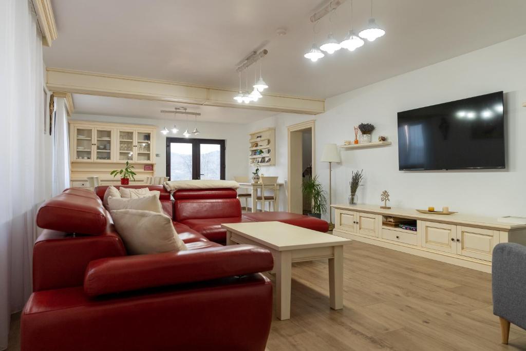 TV a/nebo společenská místnost v ubytování Vila N&D