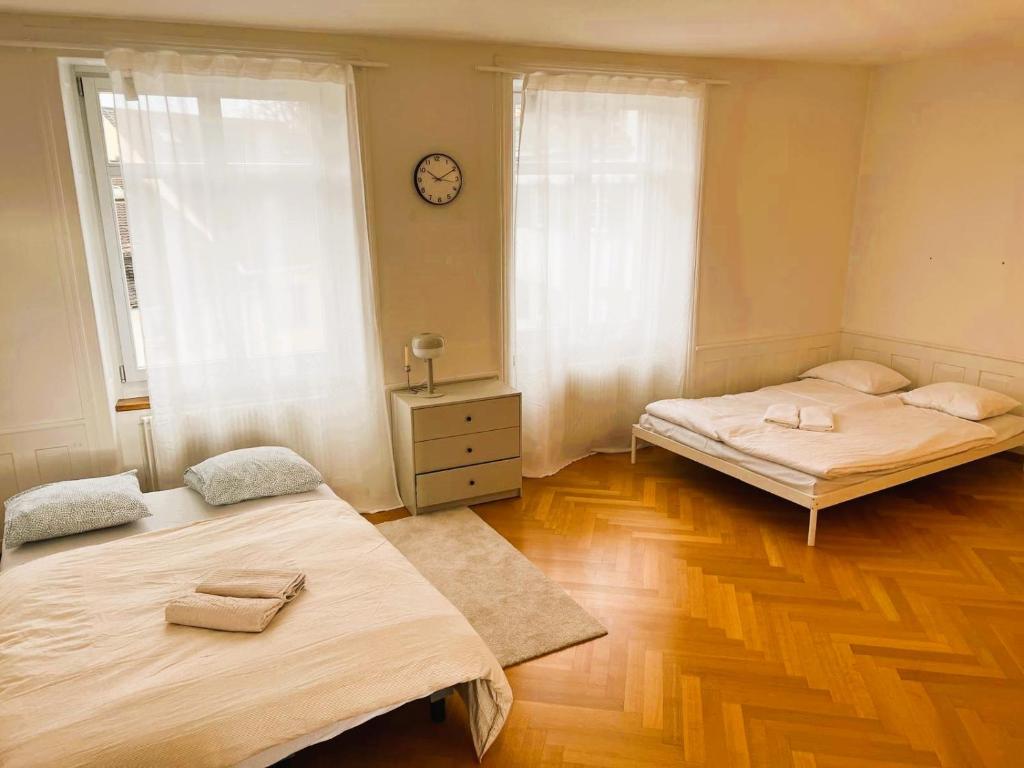 Postel nebo postele na pokoji v ubytování Amazing Apartments, heart of Zurich Old Town Glocken - Self Checkin
