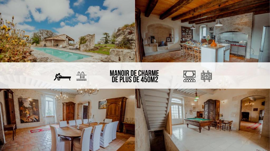 un collage de photos d'une maison dans l'établissement Chez Dominique 450 m2 Manoir Piscine Billard, à Saint-Martin