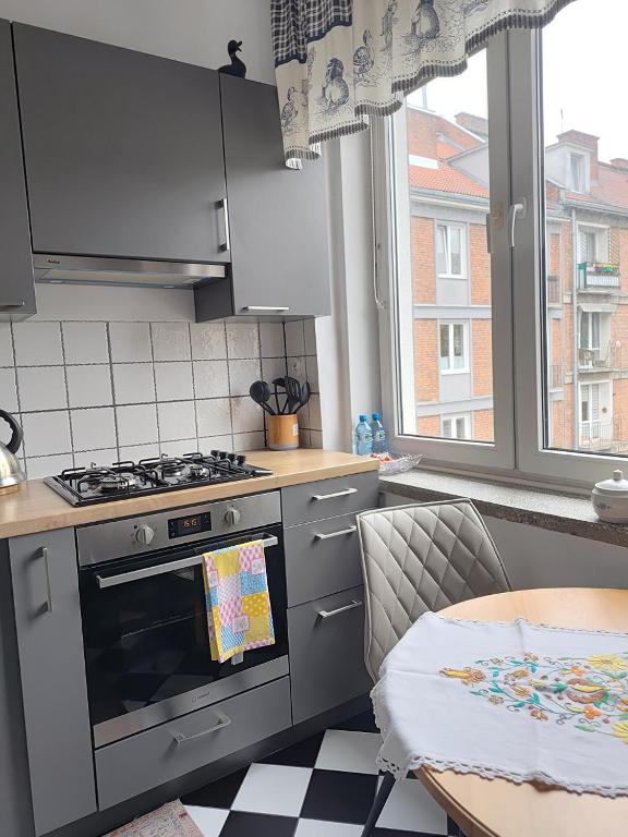 Kuchyňa alebo kuchynka v ubytovaní Wygodny Apartament w Śródmieściu Gdańska