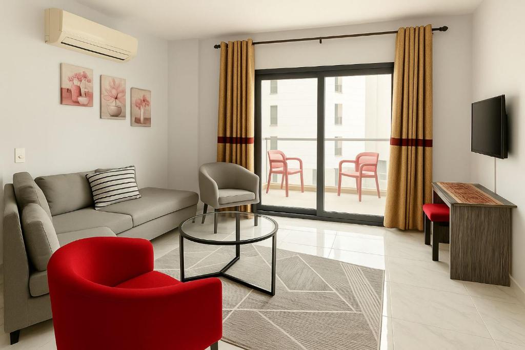 A seating area at Porto Said Tourist Resort Luxury Hotel Apartments