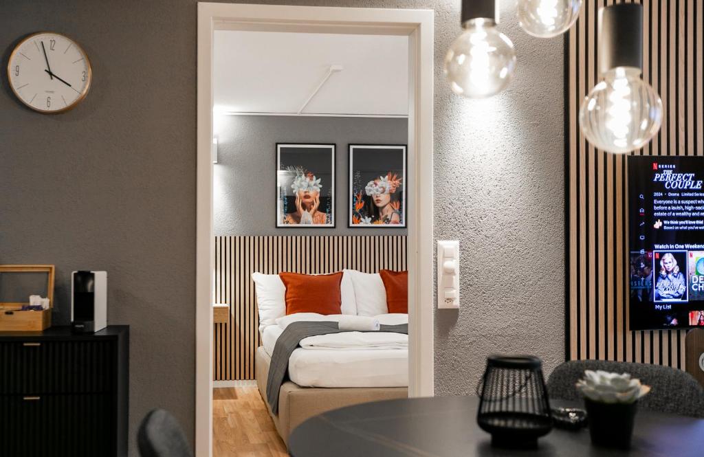 Postel nebo postele na pokoji v ubytování Spirit Apartments - Balkon - Bergsicht