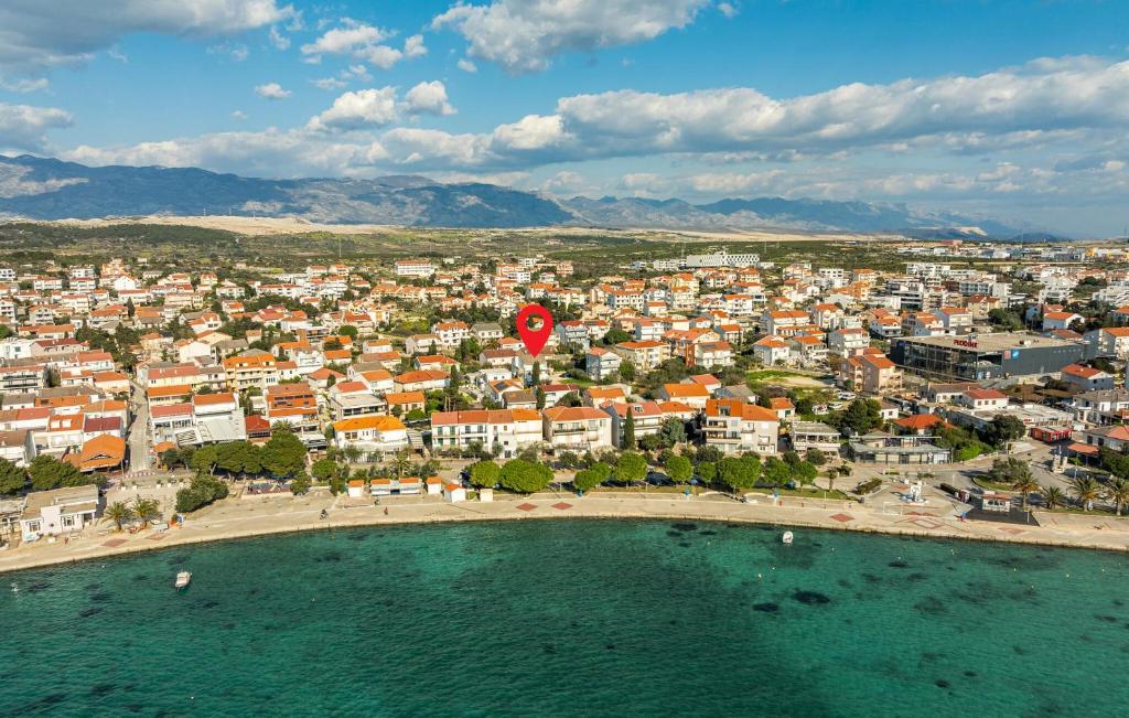 an aerial view of a city with a red stop sign at Gorgeous Apartment In Novalja With Wifi in Novalja