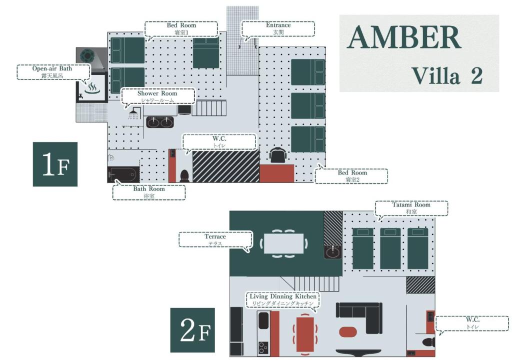 Půdorys ubytování AMBER Yufuin