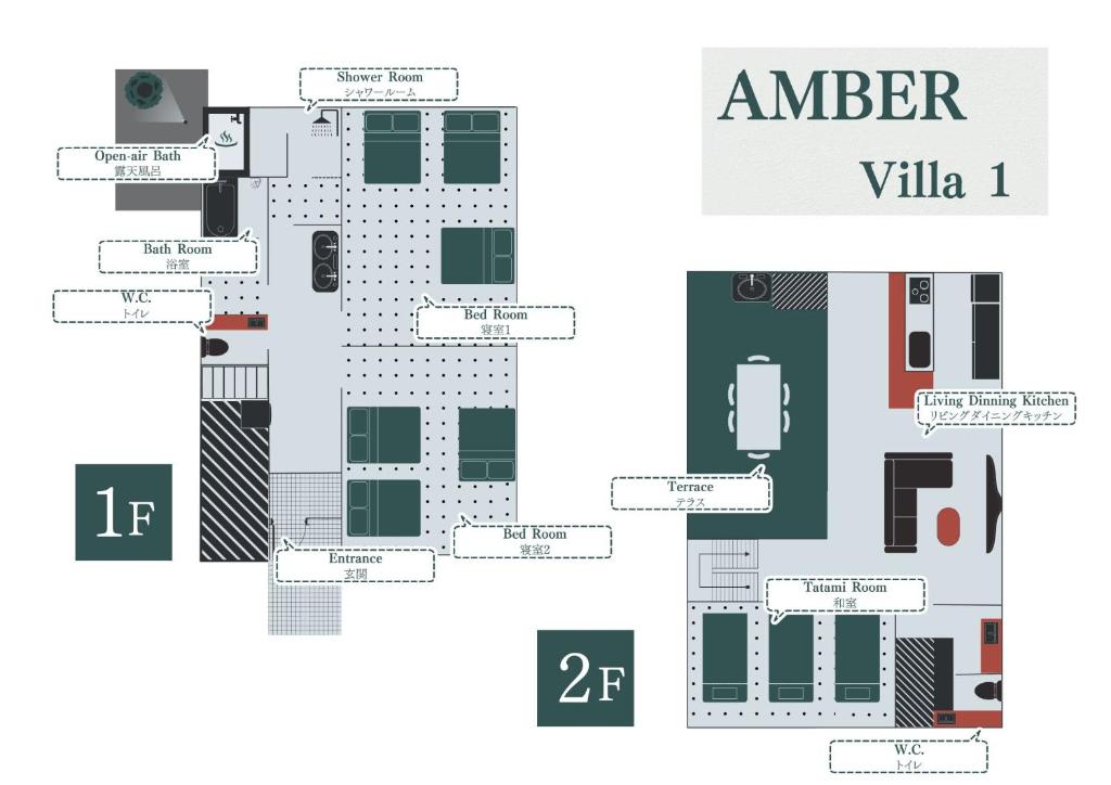 Půdorys ubytování AMBER Yufuin