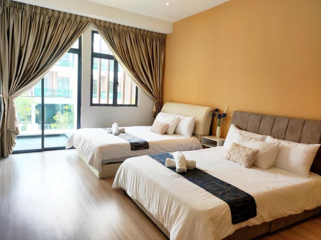 Postel nebo postele na pokoji v ubytování Cyberjaya Puchong JWJ Pool Villa