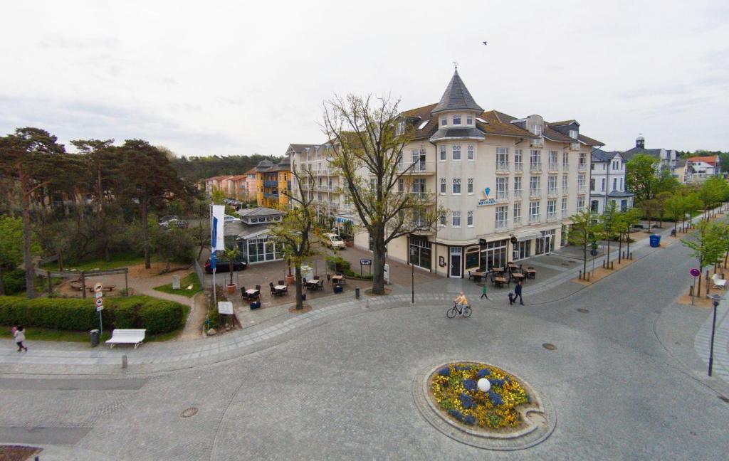 a view of a town with a large building at Hotel Aquamarin in Kühlungsborn