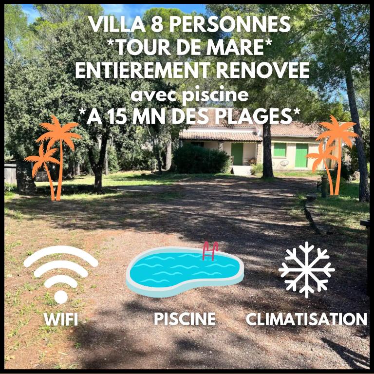 une affiche d'une maison avec piscine dans l'établissement Belle villa avec piscine FRENCH RIVIERA - Quartier Tour de Mare, à Fréjus