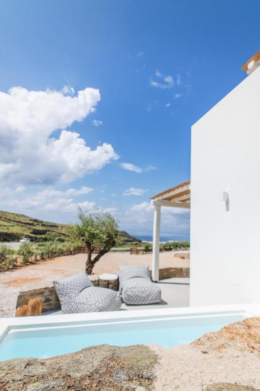 a view of the desert from a house at Rockaine Suites Echoes in Tinos
