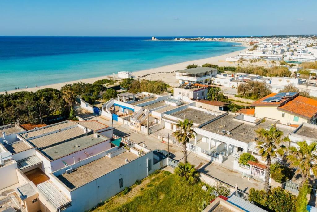 an aerial view of a beach and buildings at Villino Airone in Torre Lapillo