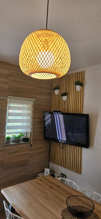 Televízia a/alebo spoločenská miestnosť v ubytovaní Apartment Gold & Gray