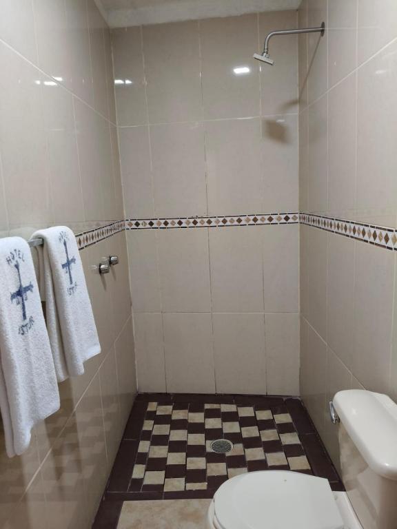 Koupelna v ubytování Hotel Astur