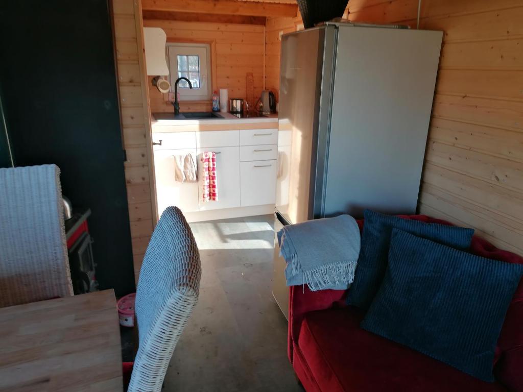 Kuchyň nebo kuchyňský kout v ubytování Weidmannsruh Natur pur - exklusives Tiny house