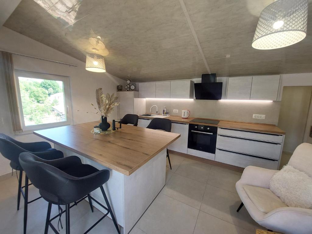 Kuchyň nebo kuchyňský kout v ubytování Apartment Ester