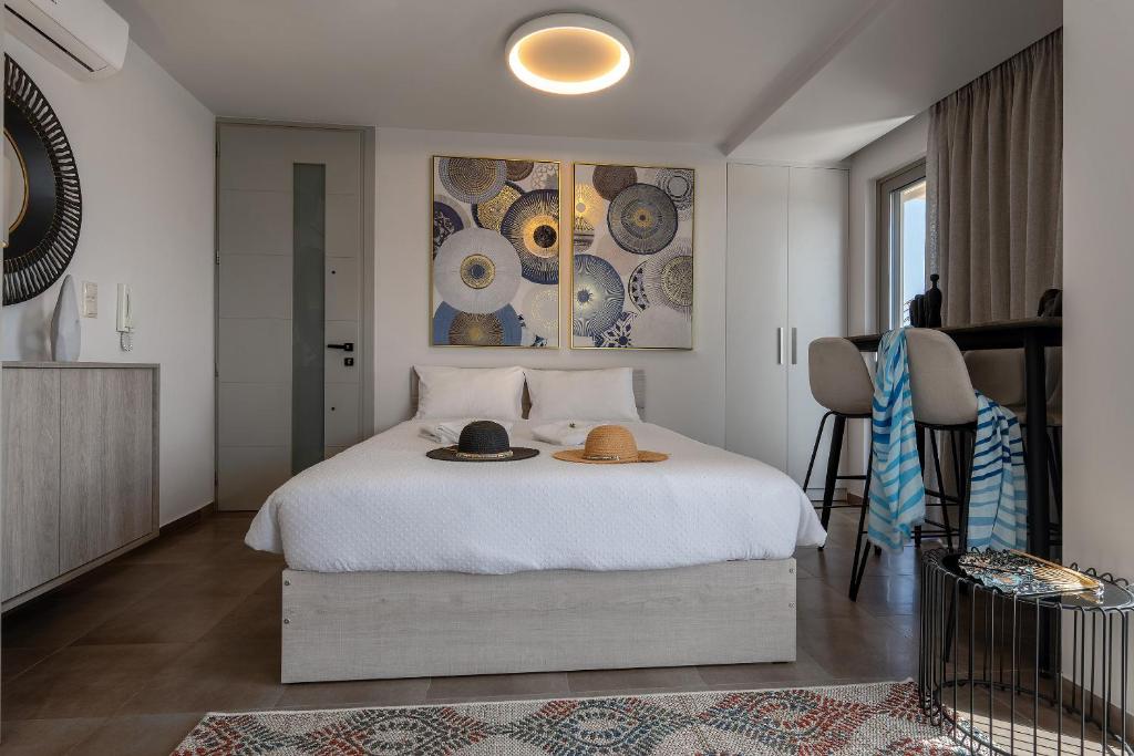 A bed or beds in a room at Ioanna Endless Blue Studio