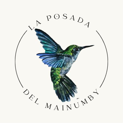a hummingbird flying in a circle with the words postal spell maintenance at La Posada del Mainumby in Ituzaingó