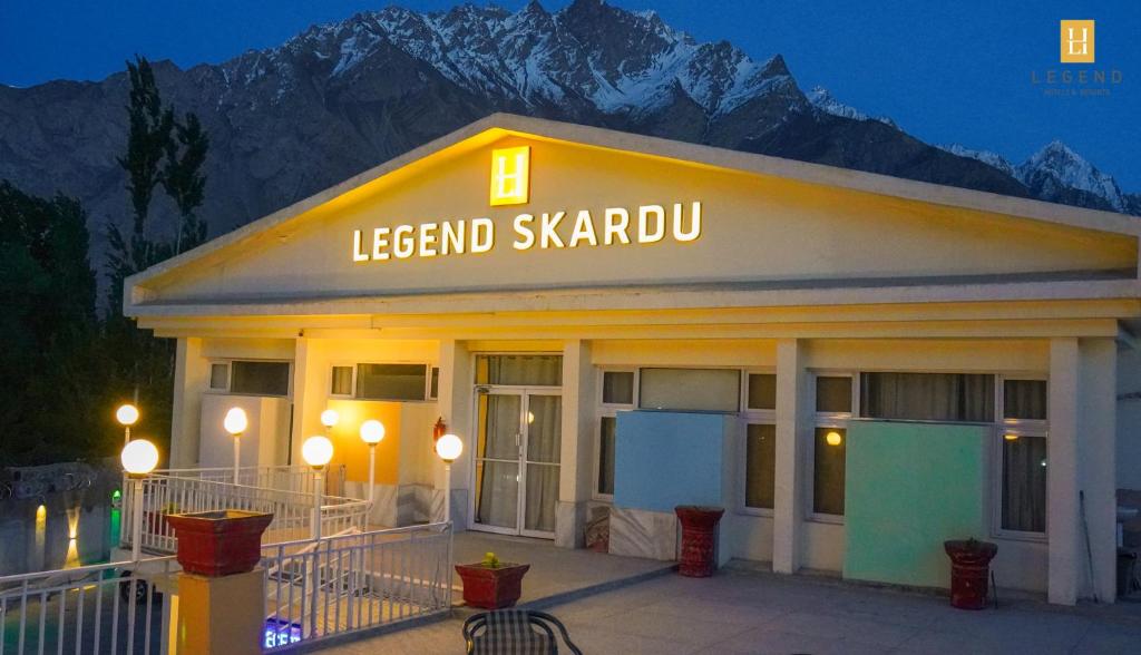 a building with a sign that reads leendard skaraircraft at Legend Hotel Skardu in Skardu