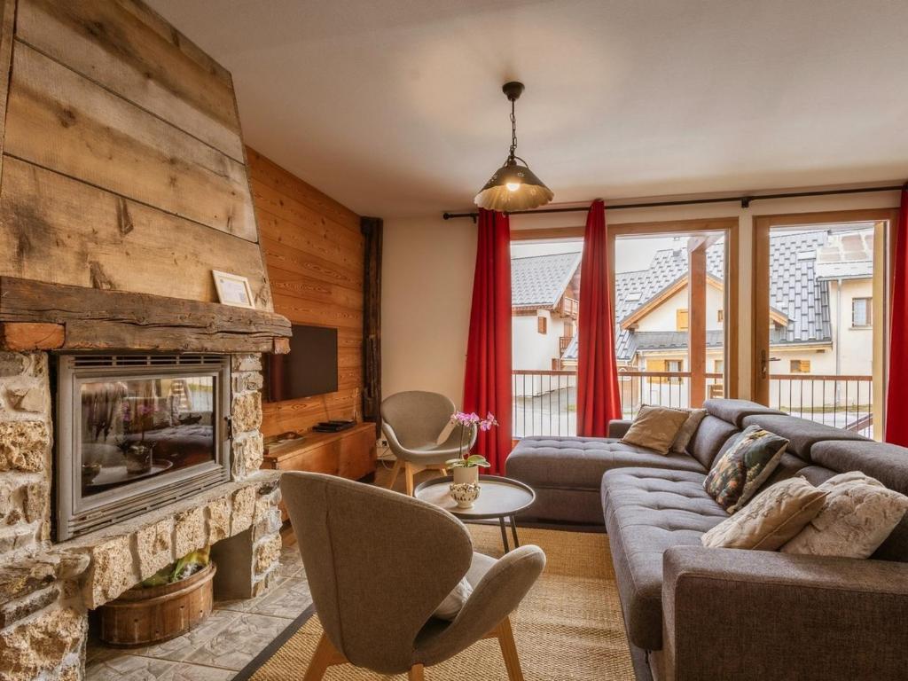 Χώρος καθιστικού στο Duplex 4 pièces 5* - 8 pers, balcon sud, garage, sauna, à 350m des pistes de ski - Valloire - FR-1-263-155