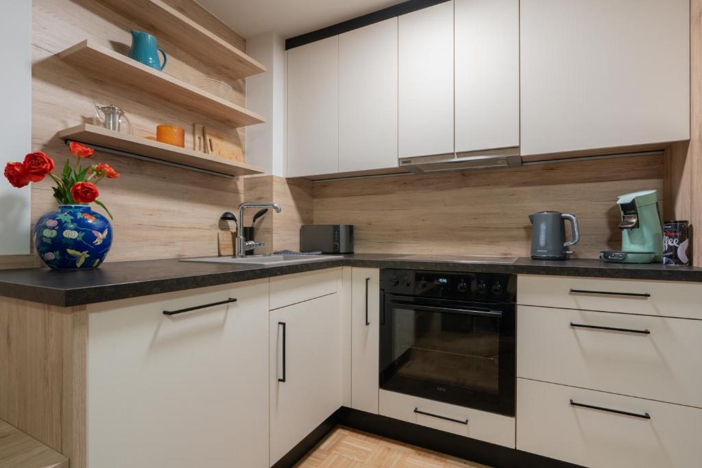 Kuchyňa alebo kuchynka v ubytovaní Modern Apartment, Full Kitchen, for 6