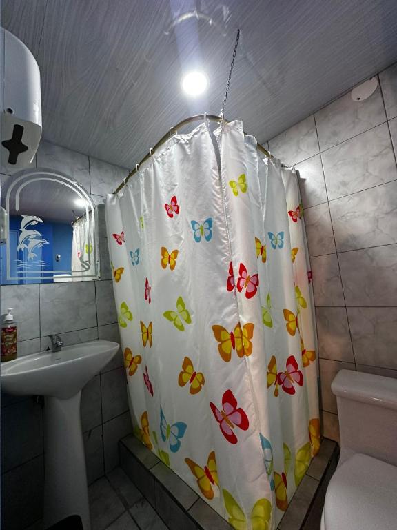 Koupelna v ubytování Hostal Café Tiana