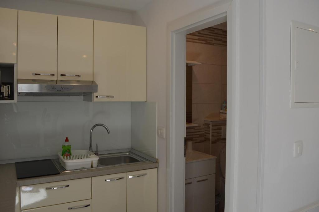 Kuchyň nebo kuchyňský kout v ubytování Apartments Lea