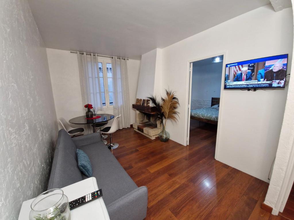Un televizor și/sau centru de divertisment la Appartement Lumineux Caen