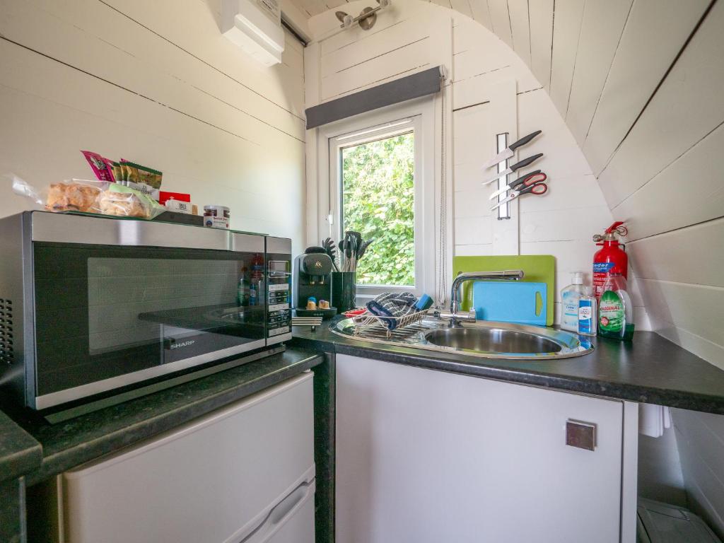 Kuchyň nebo kuchyňský kout v ubytování Glamping Pod with ensuite WC Near Kingsbridge & Salcombe