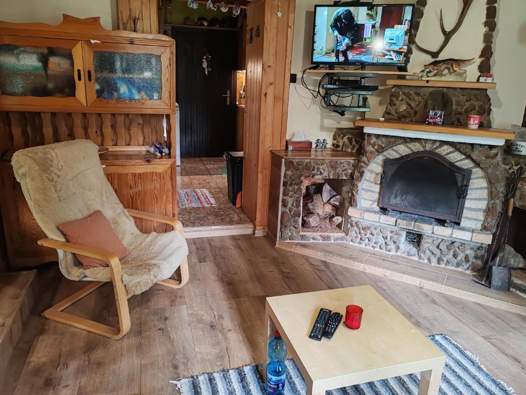 TV a/nebo společenská místnost v ubytování Chalupa Dubková
