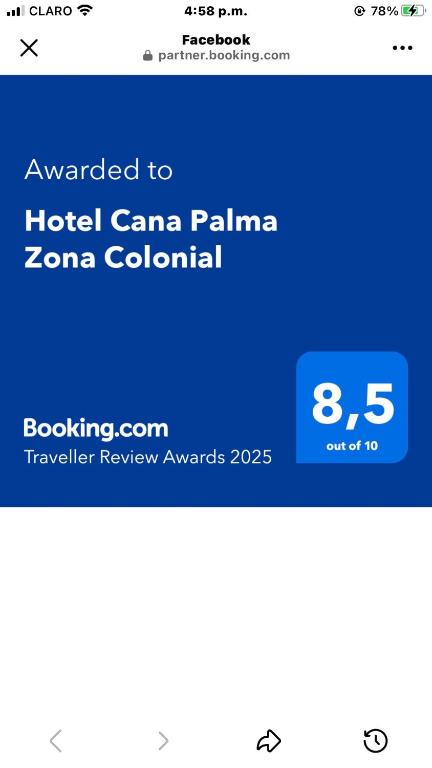 Certifikát, hodnocení, plakát nebo jiný dokument vystavený v ubytování Hotel Cana Palma Zona Colonial