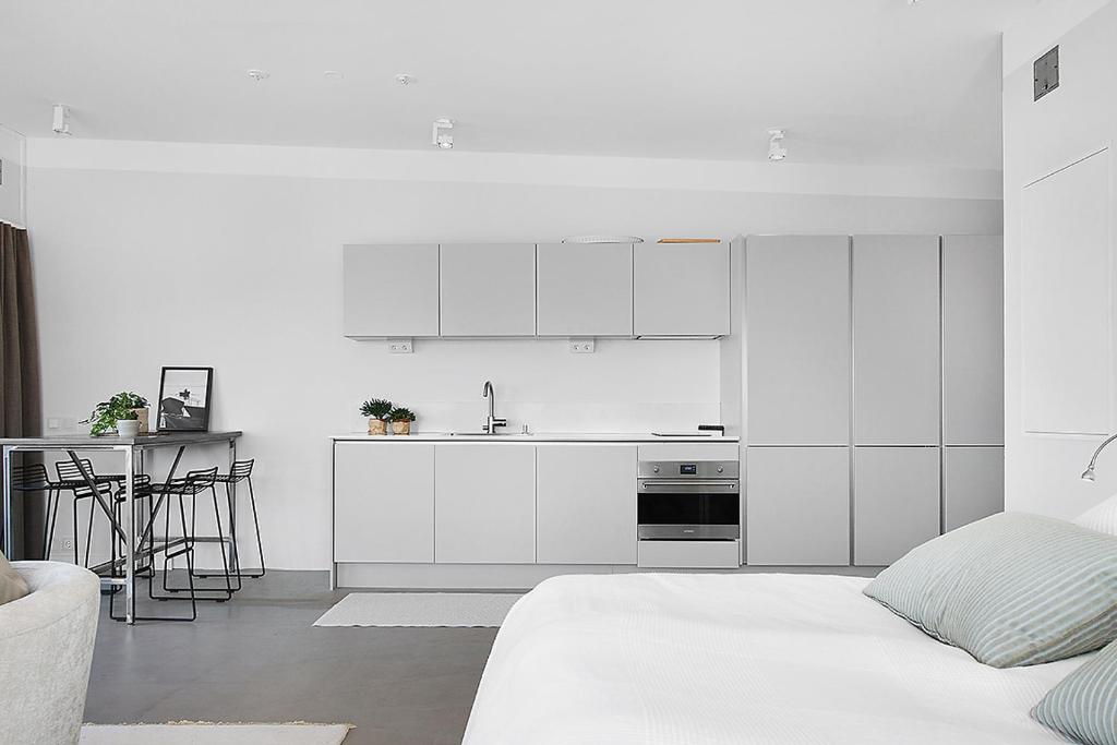 Dapur atau dapur kecil di Hotell Kungshamn Suites
