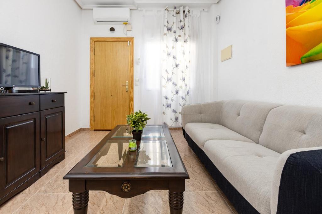 Televízia a/alebo spoločenská miestnosť v ubytovaní Elegant apartment in Torrevieja with shared pool
