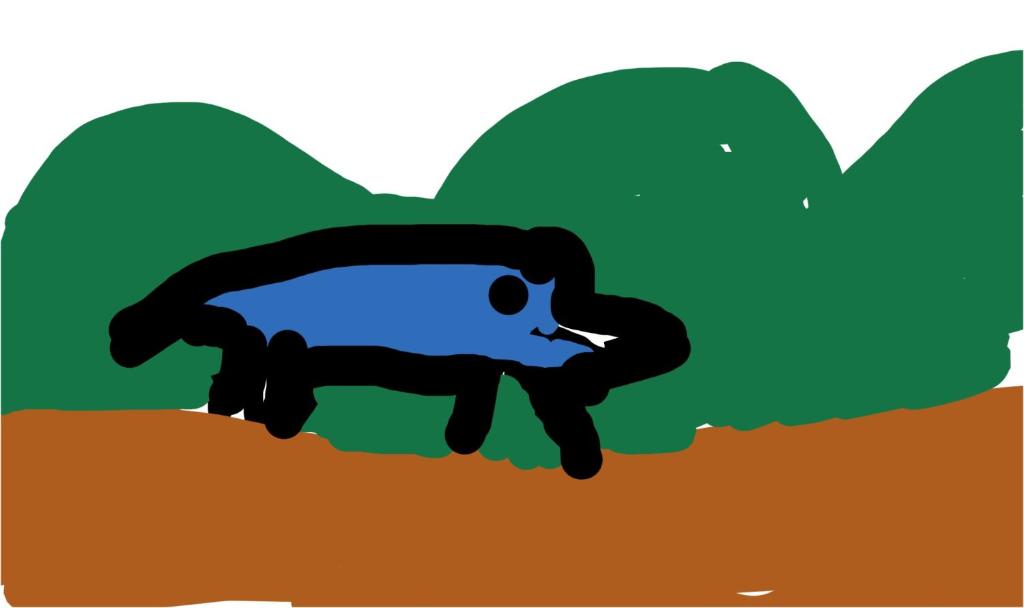 an illustration of a panda smoking a cigarette at La playa in Playa Agua Blanca