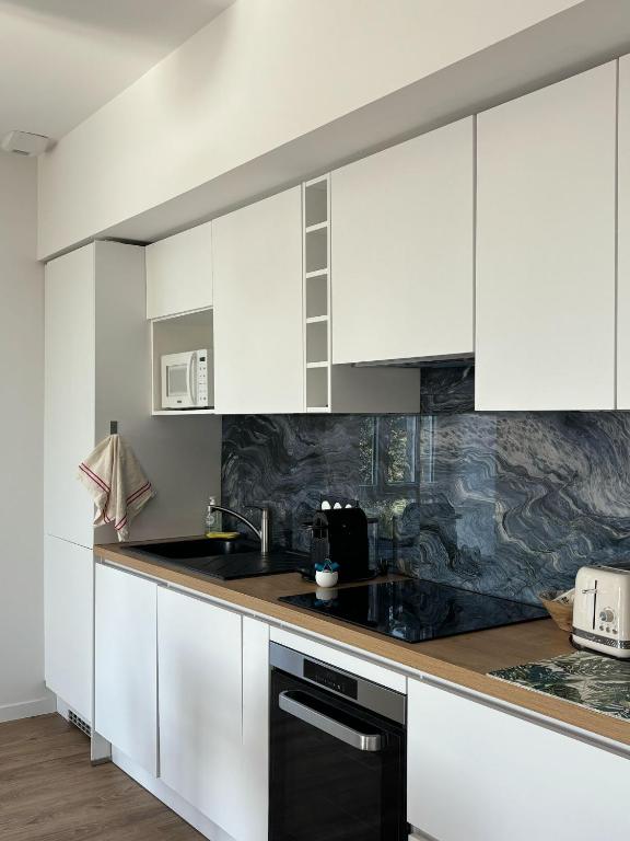 Kuchyňa alebo kuchynka v ubytovaní Maison de Kerangall Brest appartement jardin et parking