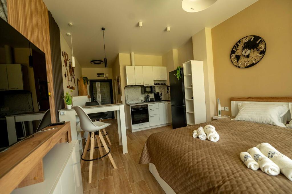 Kuchyň nebo kuchyňský kout v ubytování Aqua View SPA Boutique Hotel