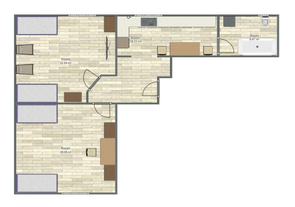 a drawing of a floor plan of a building at Zentral gelegenes Apartment in Mönchengladbach mit W-Lan MG08 in Mönchengladbach