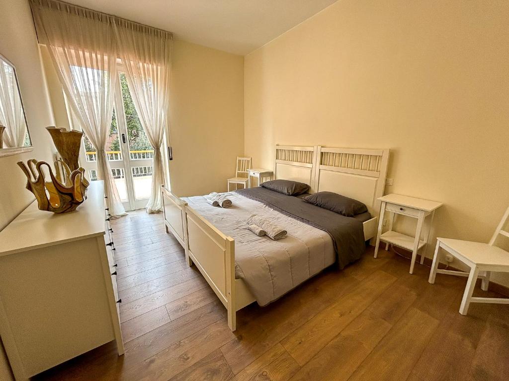 Postel nebo postele na pokoji v ubytování BGY-CITY Confortevole appartamento nel BORGO