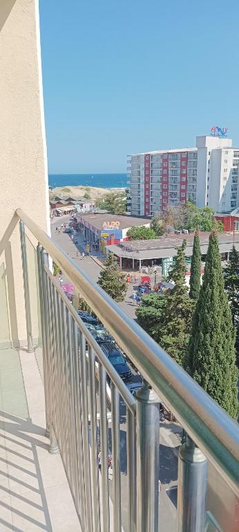 a balcony of a building with a view of a city at Miramar Palace 612S in Sunny Beach