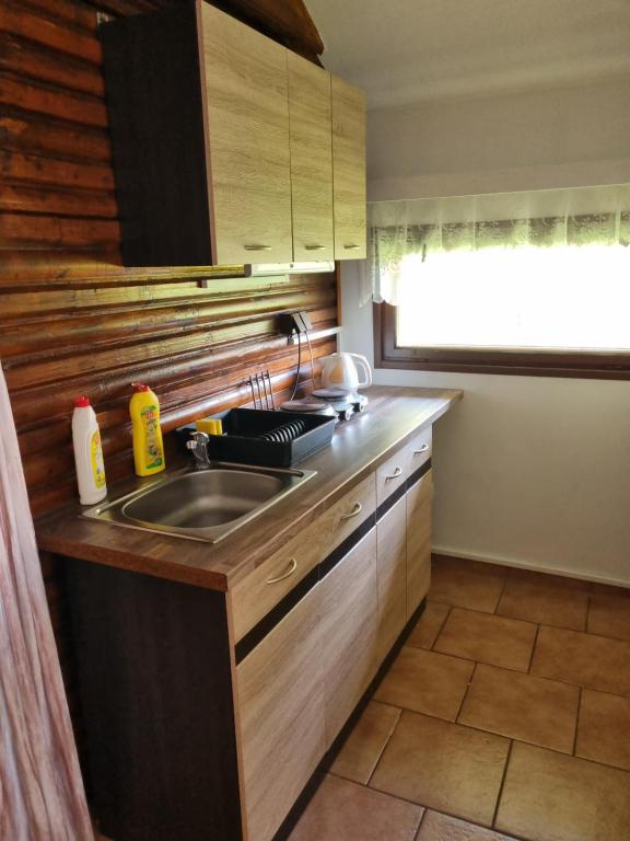 Kuchyň nebo kuchyňský kout v ubytování Chatky a apartmány Apollo na Vysočině