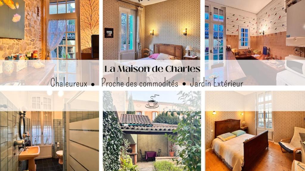un collage de photos d'une maison dans l'établissement La Maison de Charles, à Montauban