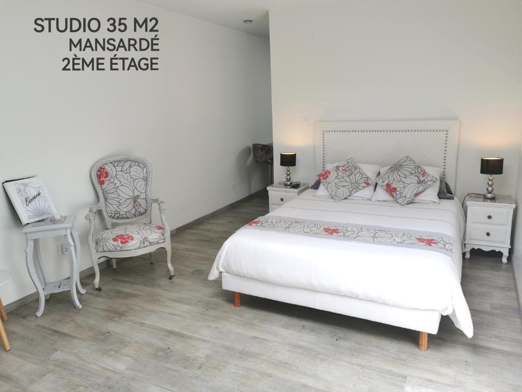 Ένα ή περισσότερα κρεβάτια σε δωμάτιο στο Studios MISTRAL21 en Camargue