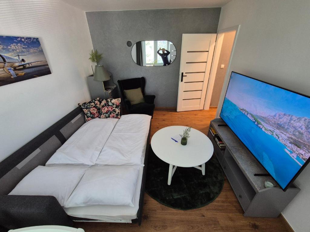 Postel nebo postele na pokoji v ubytování Apartmán U Zámku - Self Check in - Airport OSR Mosnov